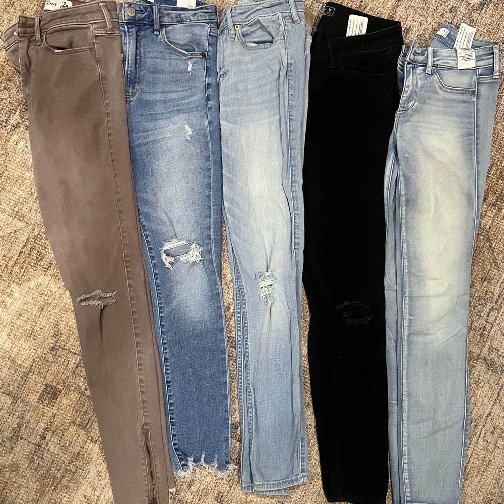 Abercrombie & Fitch Women's Skinny Jeans in Black, Blue, and Gray